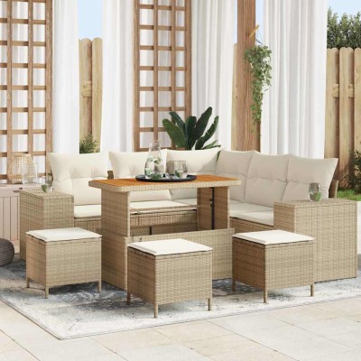Garden Sofa Set 9 pcs Beige...