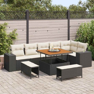 Garden Sofa Set 9 pcs Black...
