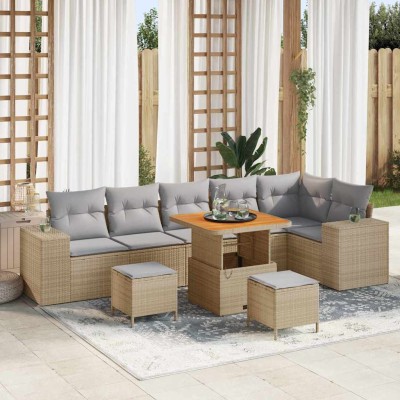 Garden Sofa Set 9 pcs Beige...