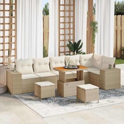 Garden Sofa Set 9 pcs Beige...