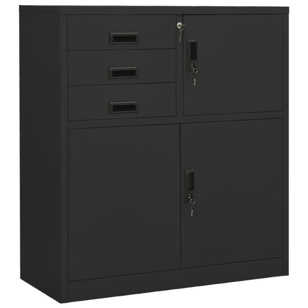 Office cabinet, anthracite color, 90x40x102cm, steel