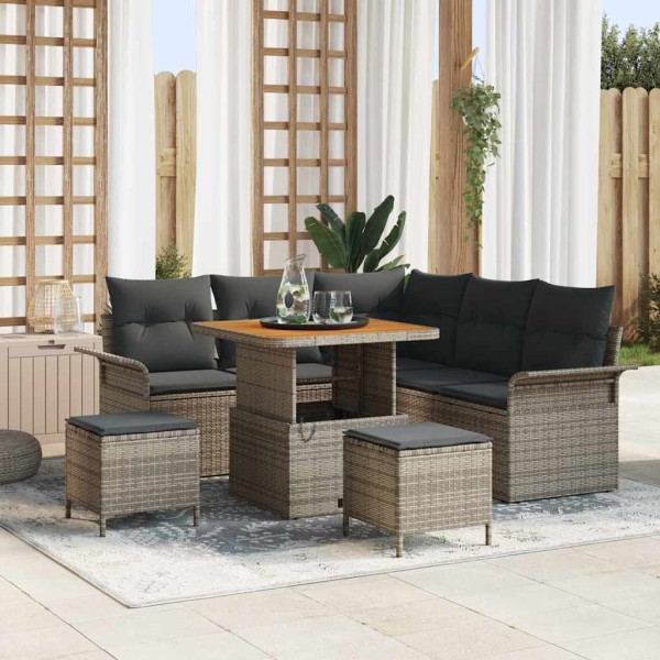 Garden sofa set with cushion and storage 8 pcs Gray
