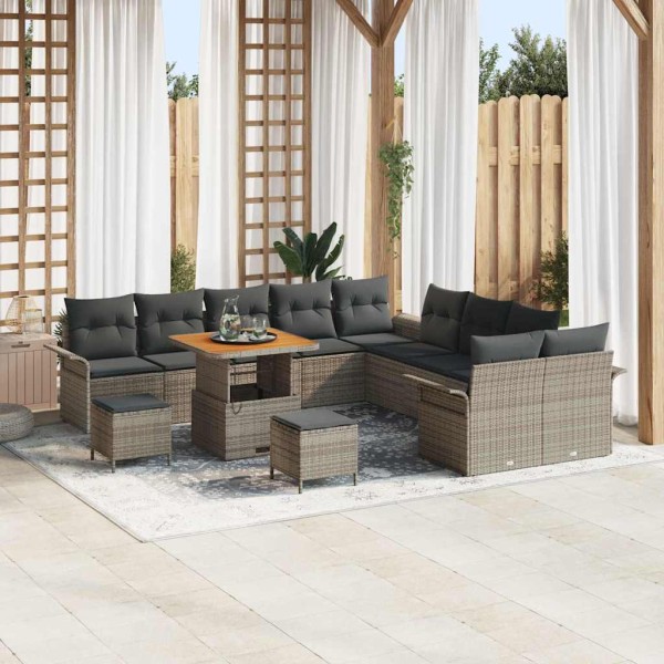 Garden sofa set with cushion and storage 13 pcs Gray