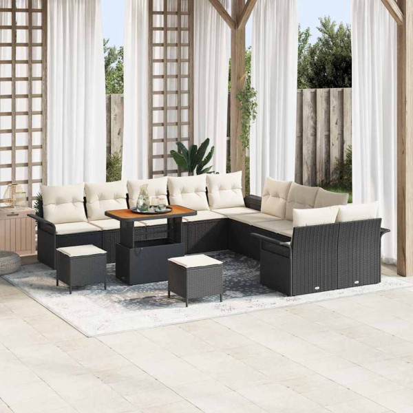 Garden sofa set with pillow 13 pcs Black and cream