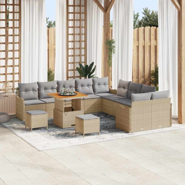 Garden sofa set with pillow 13 pcs Beige and light gray
