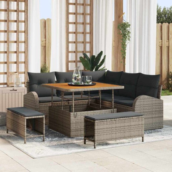 Garden sofa set with cushion and storage 8 pcs Gray
