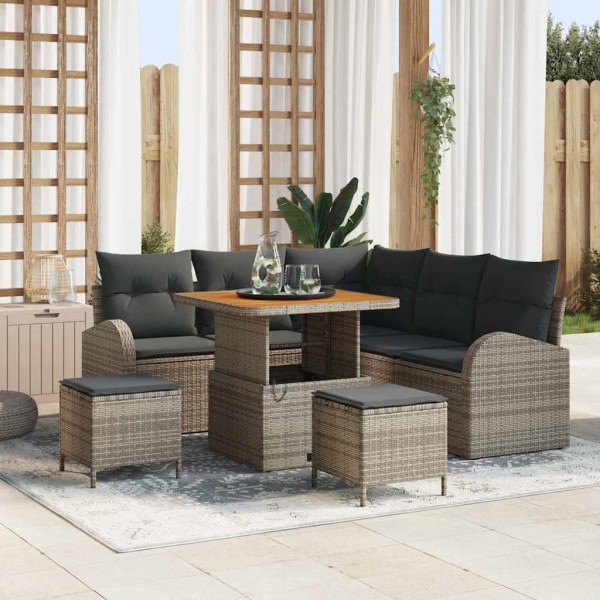 Garden sofa set with cushion and storage 8 pcs Gray