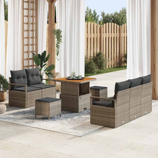 Garden sofa set with cushion and storage 8 pcs Gray