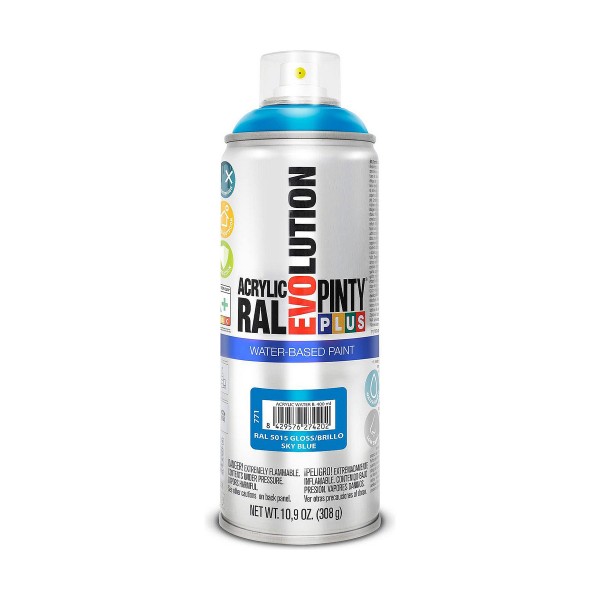 Аэрозольная краска Pintyplus Evolution RAL 5015 Водная основа Sky Blue 400 ml