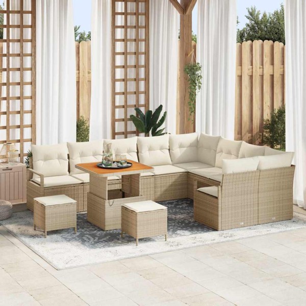 Garden sofa set with pillow 12 pcs Beige and cream