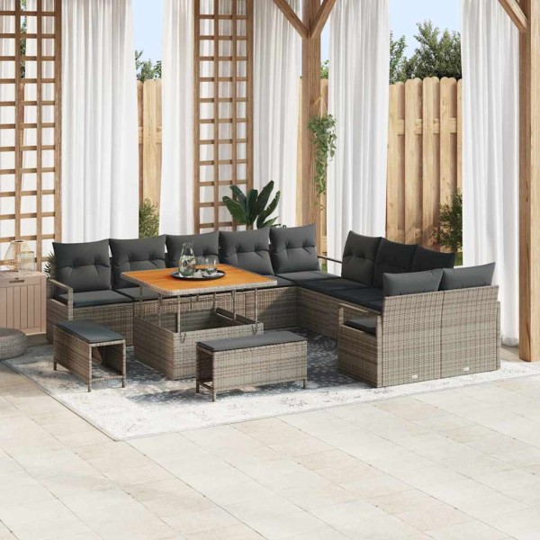 Garden sofa set with cushion and storage 13 pcs Gray
