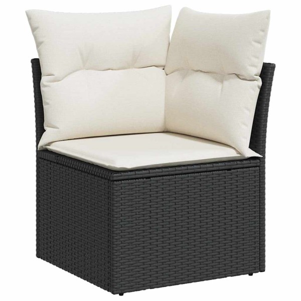 Garden sofa set with pillow 8 pcs Black poly rattan