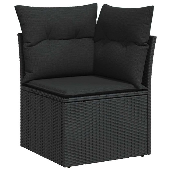 Garden Sofa Set with pillow 9 pcs Black Poly rattan