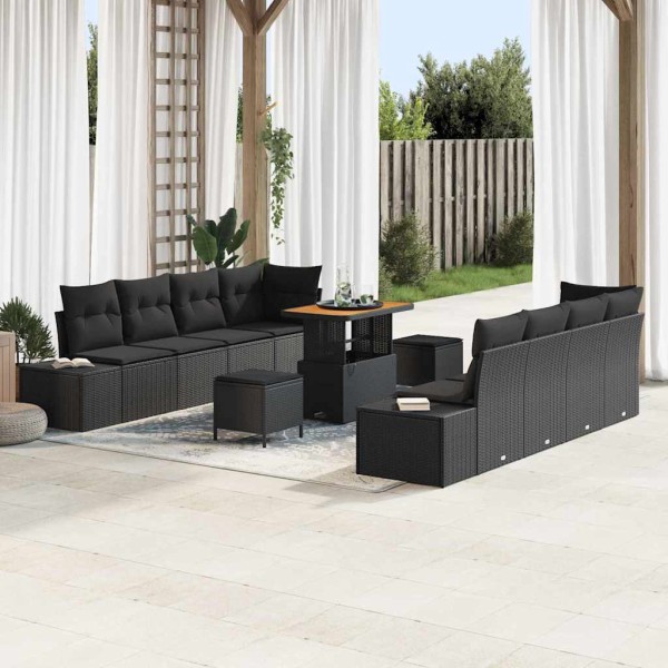 Garden Sofa Set Black 90 x 55 x 71 cm Poly rattan