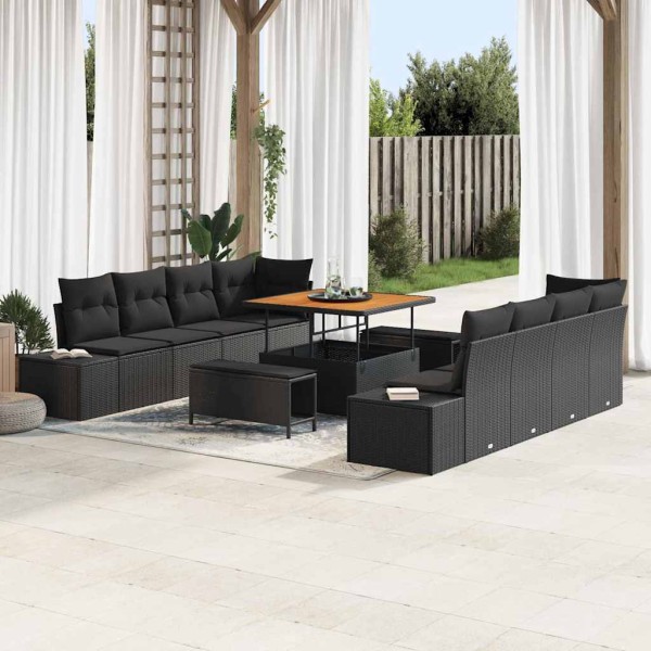 Garden Sofa Set Black 100 x 100 x 71 cm Poly rattan