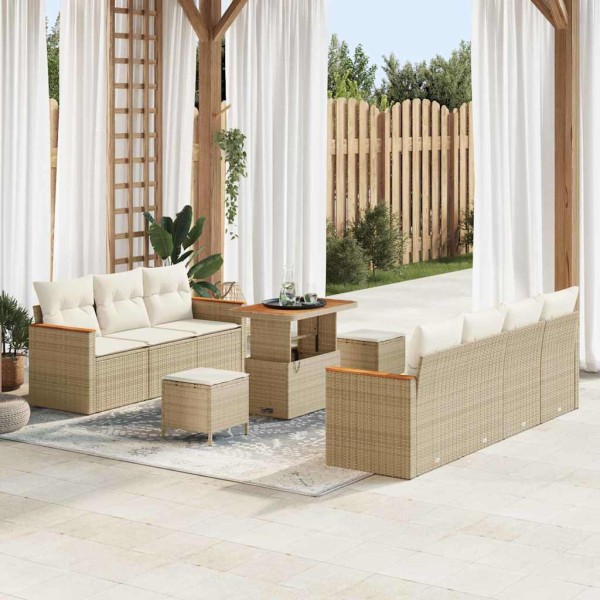 Garden Sofa Set 14 pcs Beige and cream polyrattan
