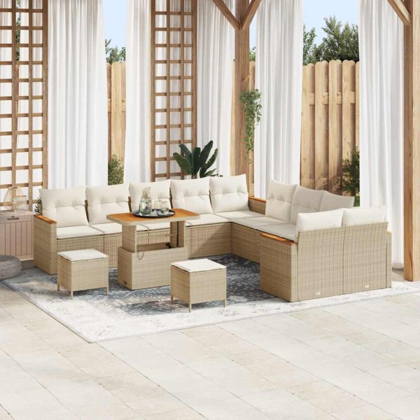 Garden sofa set with pillow 13 pcs Sand polyrattan