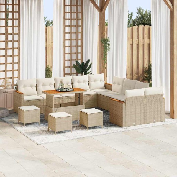Garden Sofa Set 18 pcs Beige and cream polyrattan