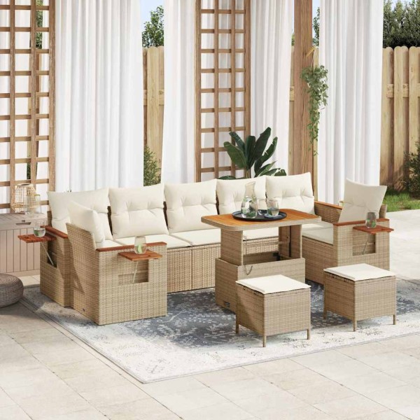 Garden Sofa Set 13 pcs Beige and cream polyrattan