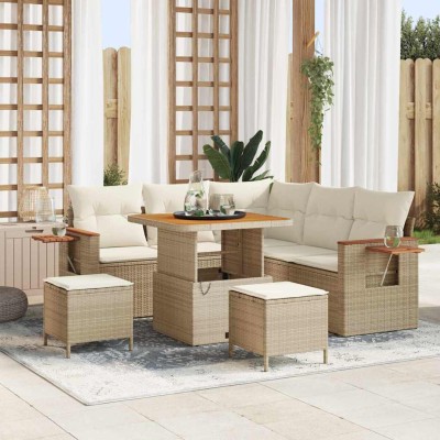 Garden Sofa Set 9 pcs Beige...
