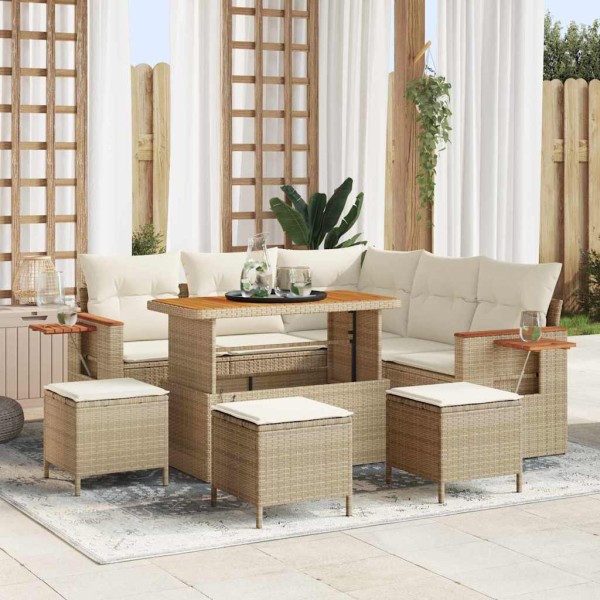 Garden Sofa Set 10 pcs Beige and cream polyrattan