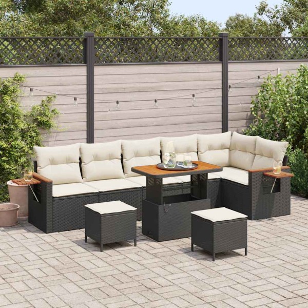 Garden Sofa Set 11 pcs Black and cream polyrattan