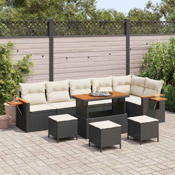 Garden Sofa Set 12 pcs Black and cream polyrattan