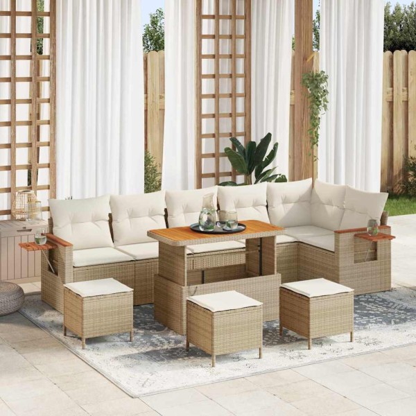 Garden Sofa Set 12 pcs Beige and cream polyrattan