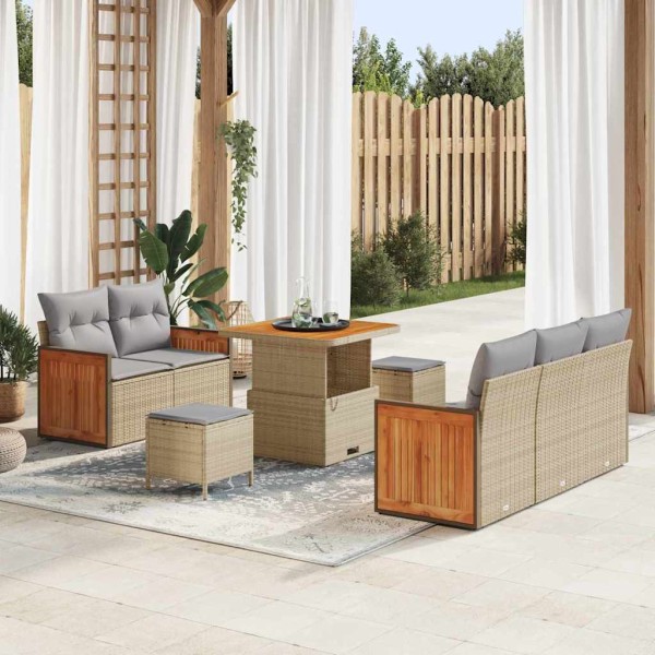 Garden Sofa Set 10 pcs Beige and light gray polyrattan