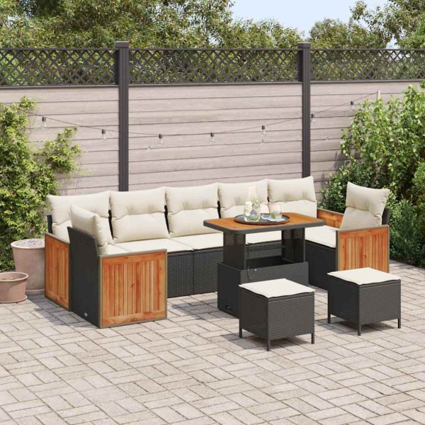 Garden Sofa Set 13 pcs Black and cream polyrattan