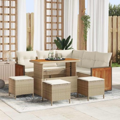 Garden Sofa Set 9 pcs Beige...