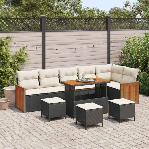 Garden Sofa Set 12 pcs Black and cream polyrattan