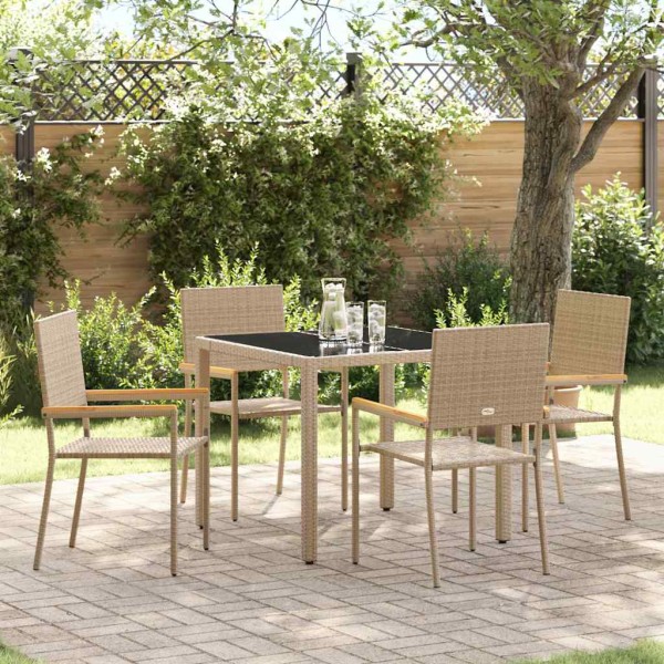 Garden dining set 5 pcs Sand polyrattan