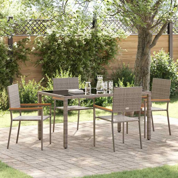 Garden dining set 5 pcs Gray polyrattan