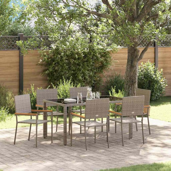 Garden dining set 7 pcs Gray polyrattan