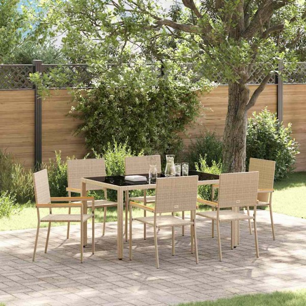 Garden dining set 7 pcs Sand polyrattan