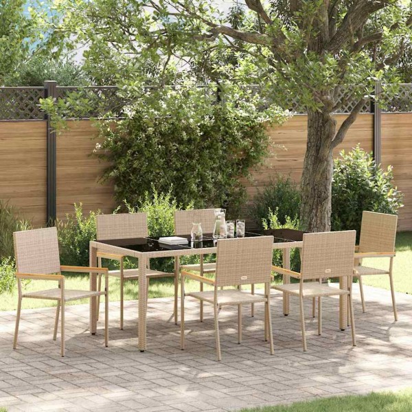 Garden dining set 7 pcs Sand polyrattan