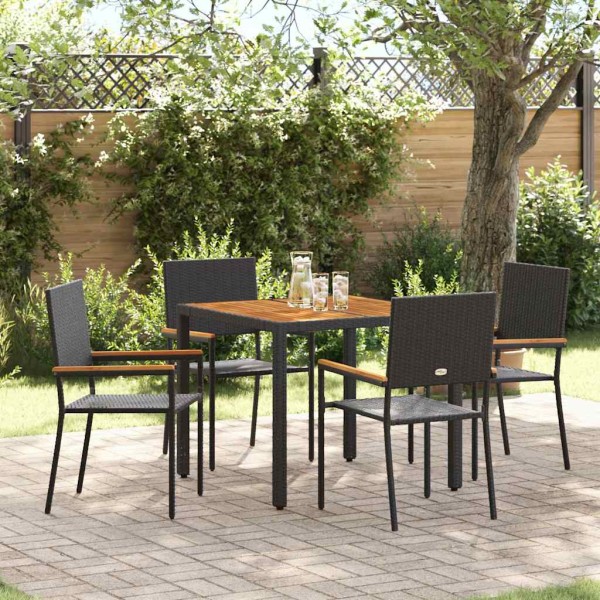 Garden dining set 5 pcs Black polyrattan