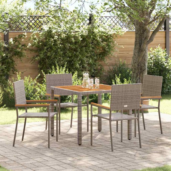 Garden dining set 5 pcs Gray polyrattan