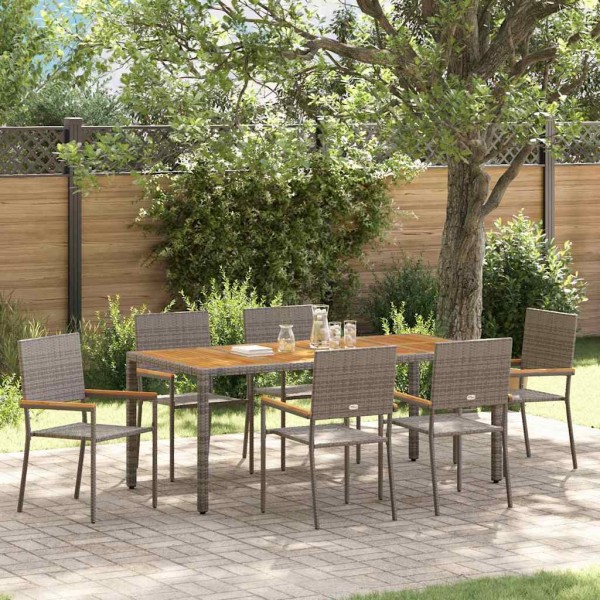 Garden dining set 7 pcs Gray polyrattan
