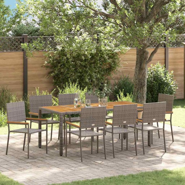 Garden dining set 9 pcs Gray polyrattan