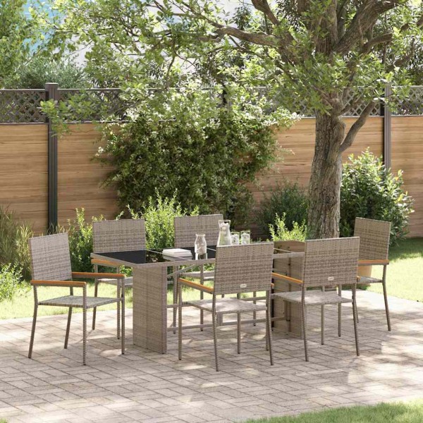 Garden dining set 7 pcs Gray polyrattan