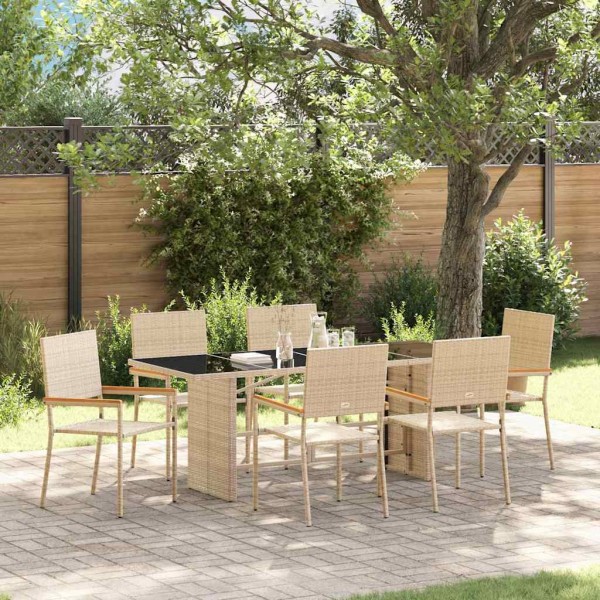 Garden dining set 7 pcs Sand polyrattan