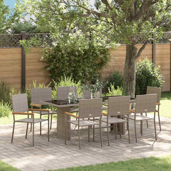 Garden dining set 9 pcs Gray polyrattan