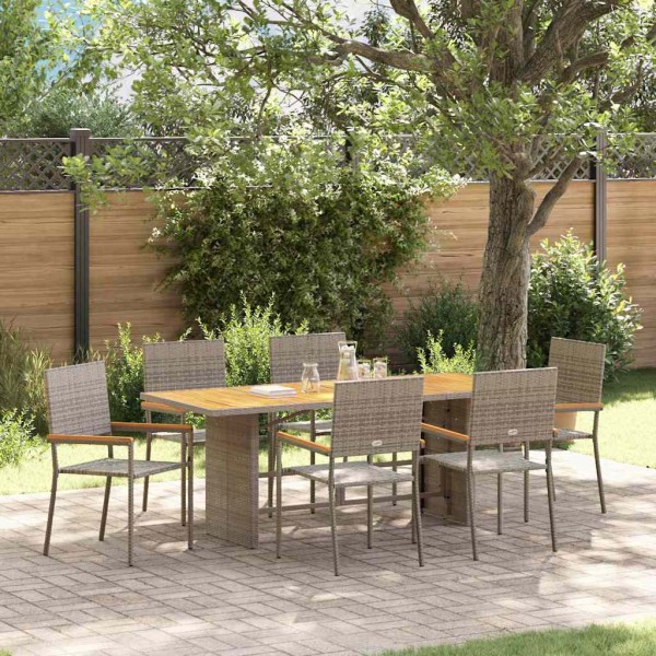 Garden dining set 7 pcs Gray polyrattan