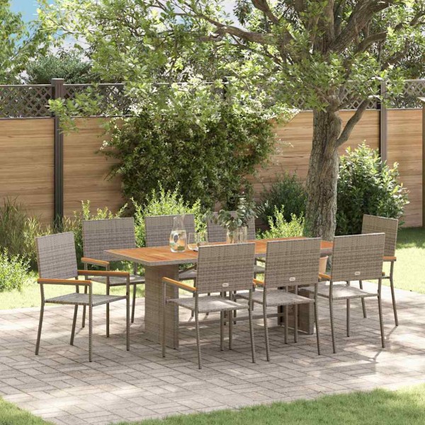 Garden dining set 9 pcs Gray polyrattan