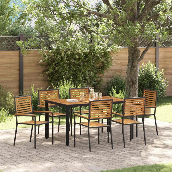 Garden dining set 7 pcs Black and Brown polyrattan