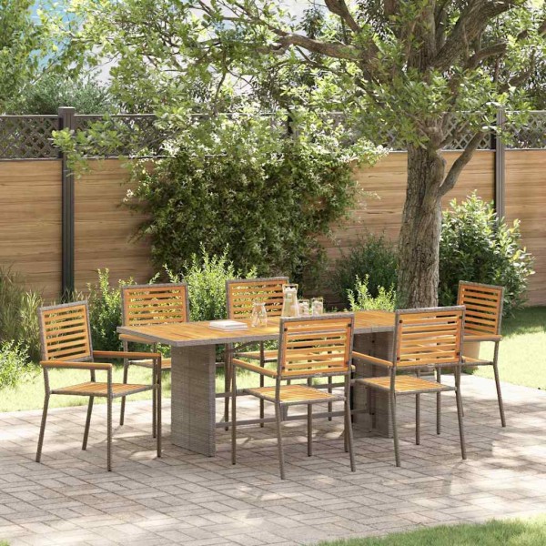 Garden dining set 7 pcs Gray and brown polyrattan