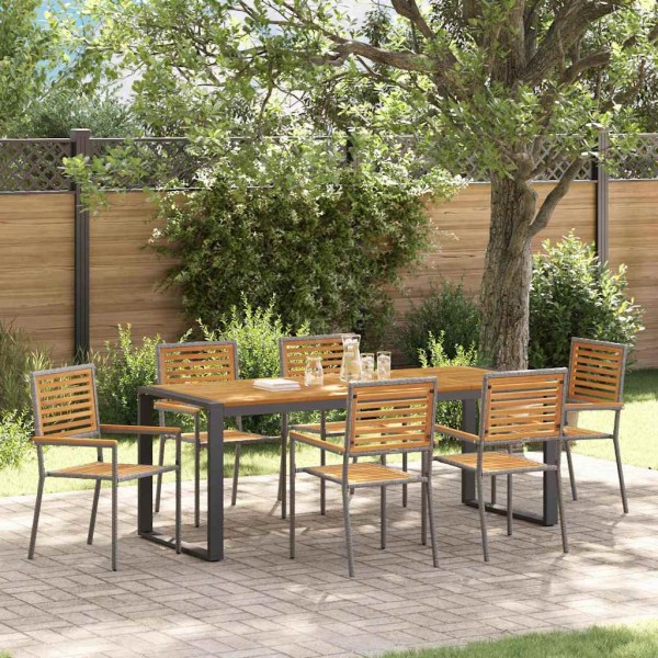 Garden dining set 7 pcs Gray and brown polyrattan