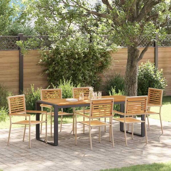 Garden dining set 7 pcs Beige and Brown polyrattan